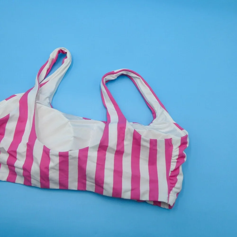 Victorias Secret XXL Pink White‎ Striped Pullover Padded Bikini Top Swimwear New